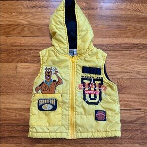 Vintage 90s Scooby Doo Puffer Hooded Vest, Cartoon Network Coat, Size 2T Baby